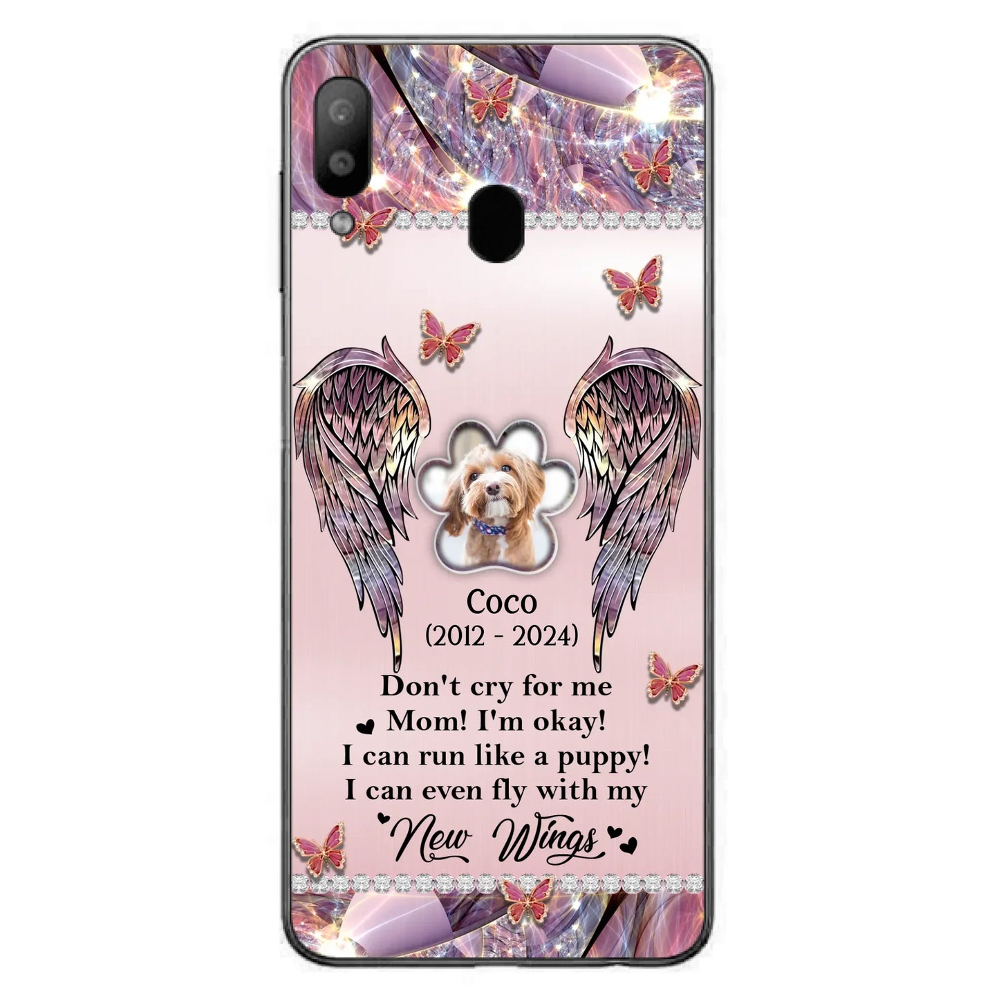 Personalized Memorial Phone Case - Upload Photo - Memorial Gift Idea For Dog Lover - Don't Cry For Me - Case For iPhone/Samsung