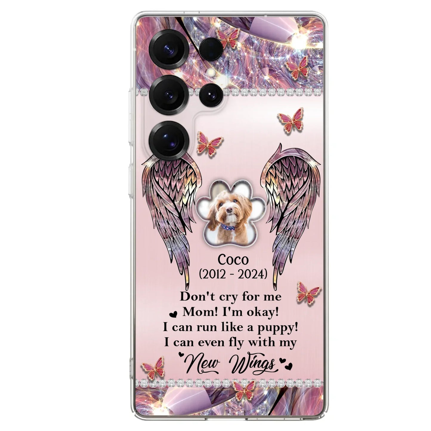Personalized Memorial Phone Case - Upload Photo - Memorial Gift Idea For Dog Lover - Don't Cry For Me - Case For iPhone/Samsung