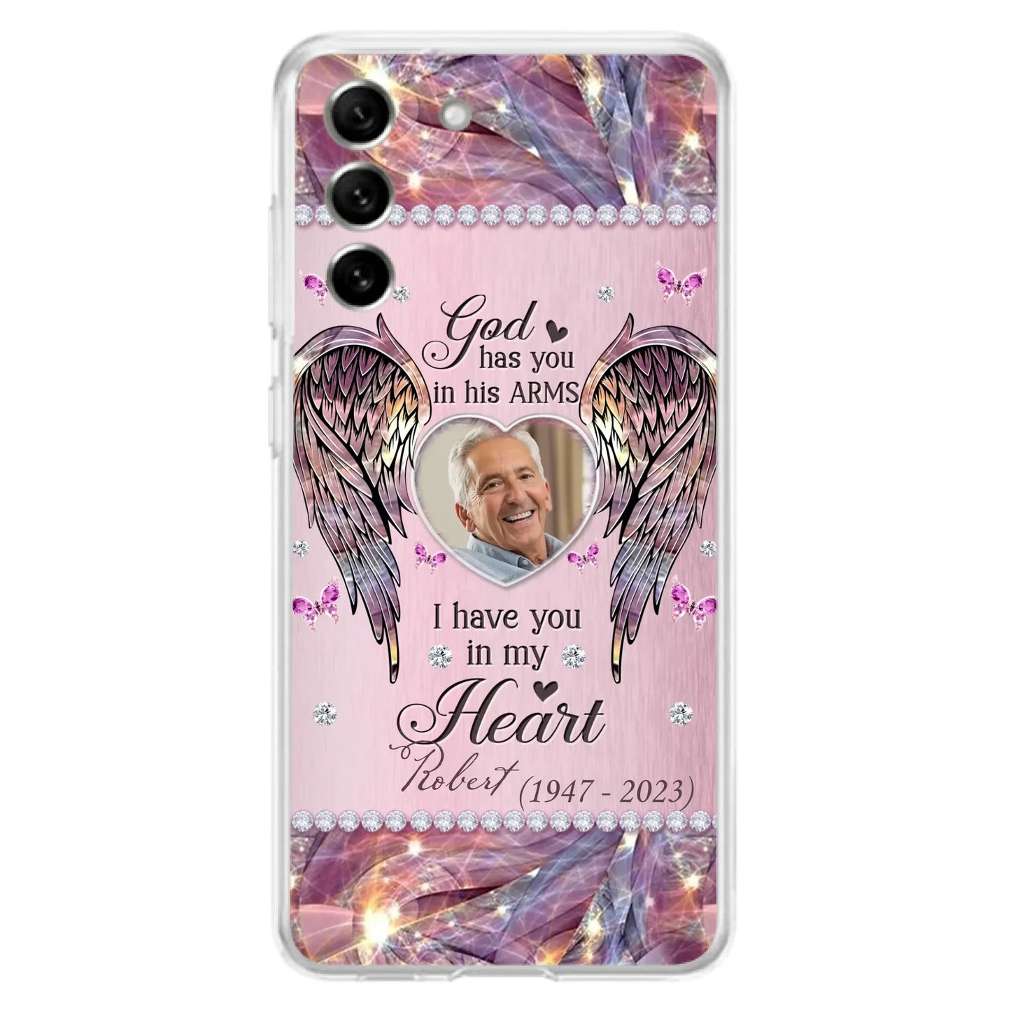 Custom Personalized Memorial Phone Case - Memorial Gift Idea For Family - Case For iPhone/Samsung - God Has You In His Arms