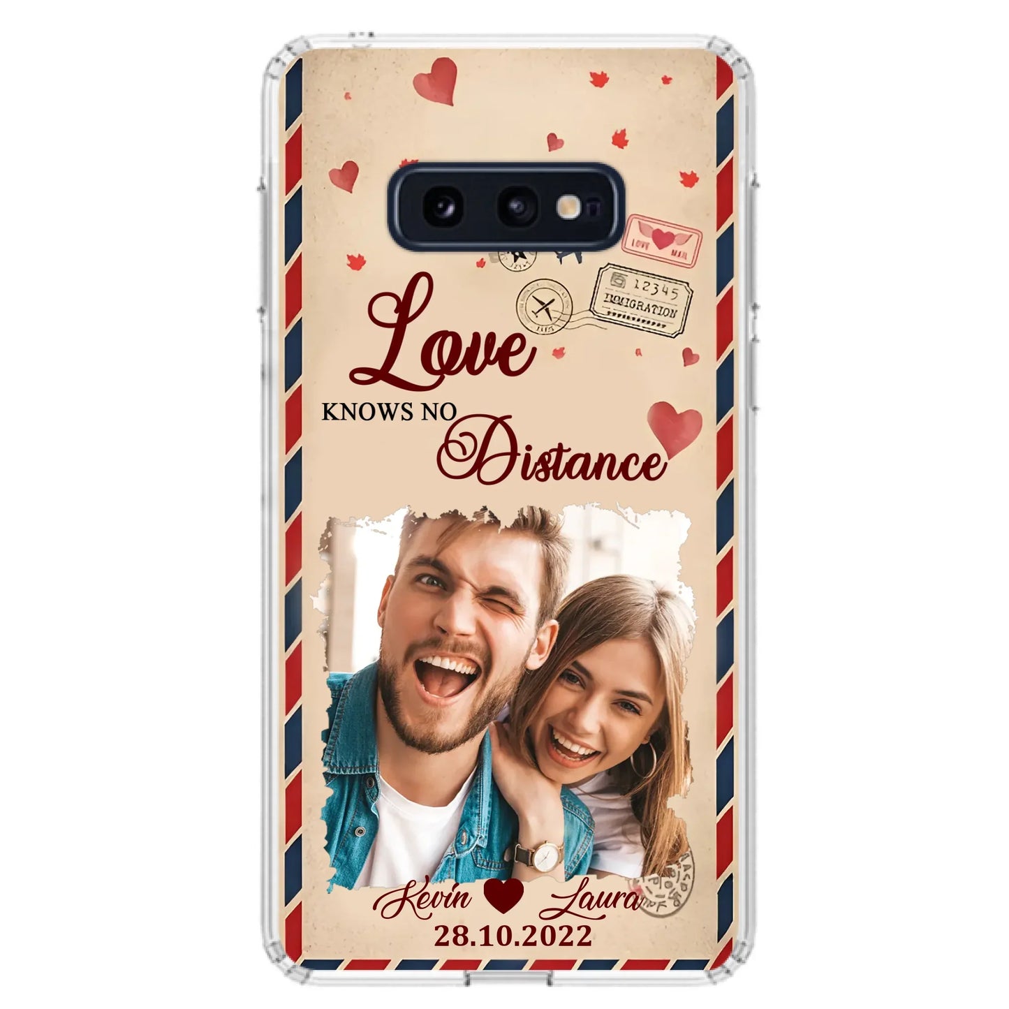 Custom Personalized Couple Phone Case - Gift Idea For Couple/ Valentines Day - Upload Photo - Love Knows No Distance - Case For iPhone/ Samsung