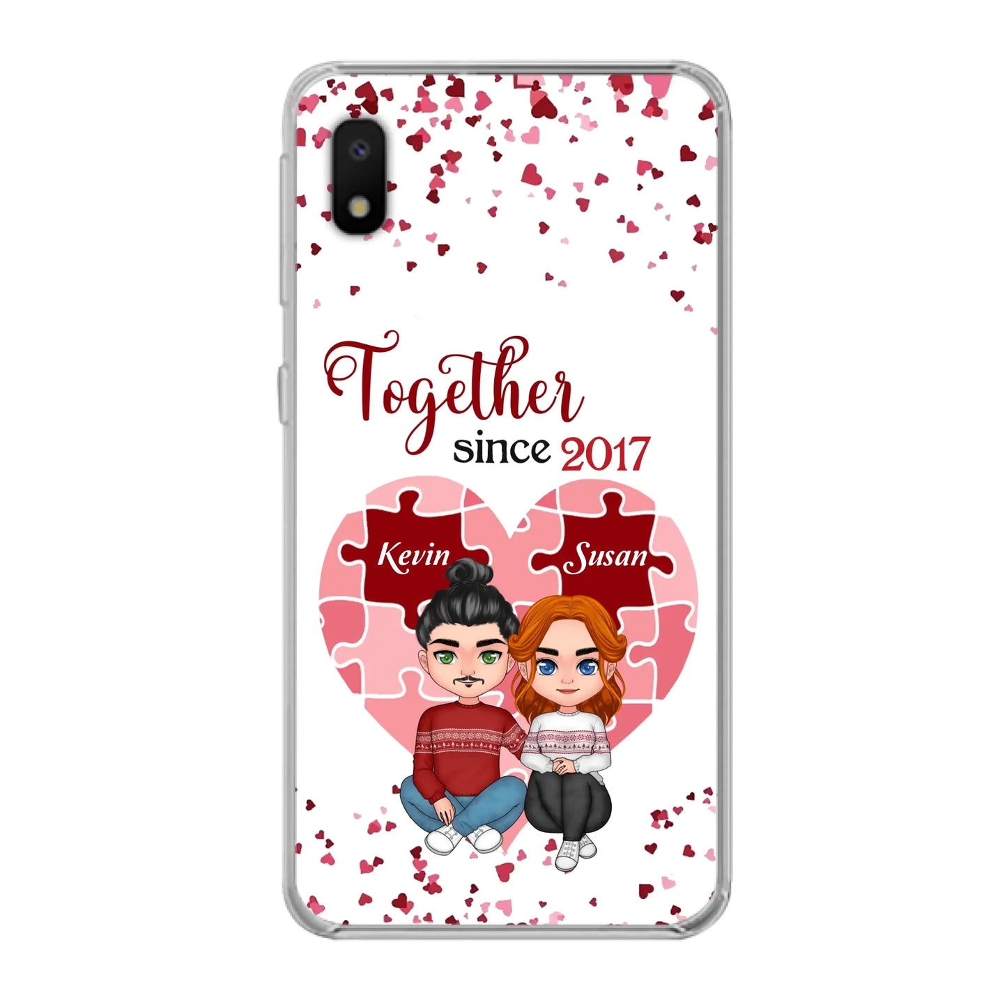 Custom Personalized Couple Phone Case - Gift Idea For Couple/Valentines Day - Together Since 2017 - Case For iPhone/Samsung