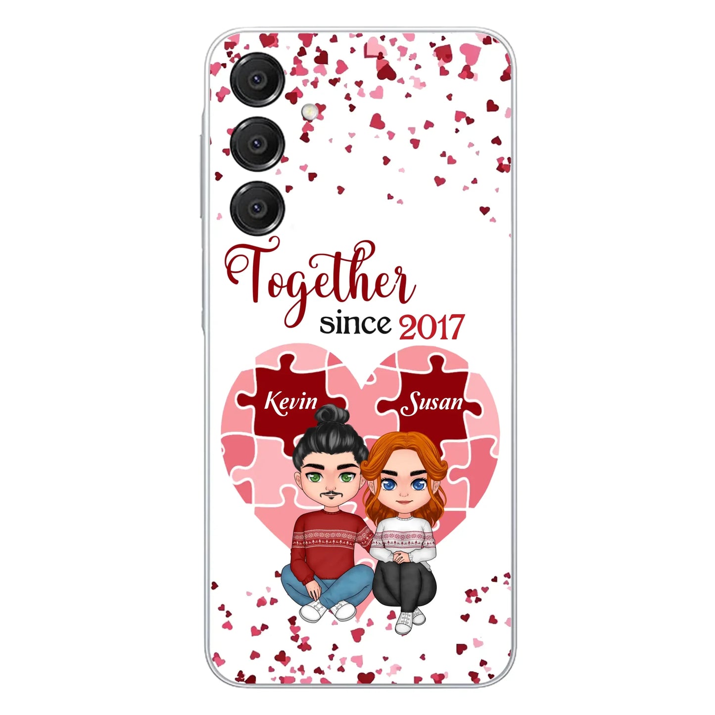 Custom Personalized Couple Phone Case - Gift Idea For Couple/Valentines Day - Together Since 2017 - Case For iPhone/Samsung