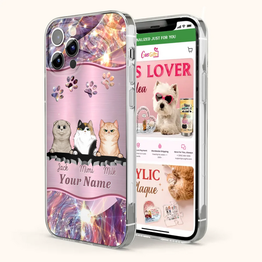 Custom Personalized Cats Phone Case - Gift Idea For Cat Lover - Up to 3  Cats - Cases For iPhone/Samsung