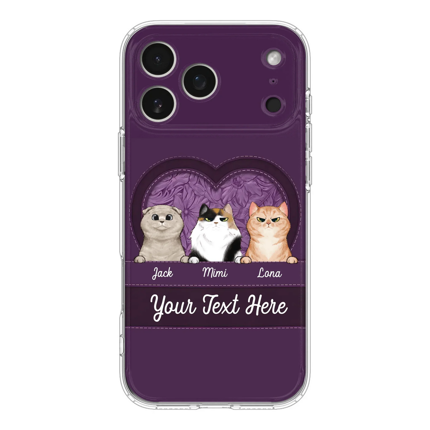Custom Personalized Cat Phone Case For iPhone And Samsung - Gift Idea For Cat Lover - Up to 3  Cats  - Cat In Heart
