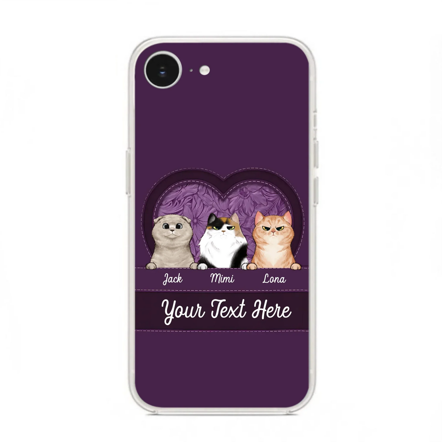 Custom Personalized Cat Phone Case For iPhone And Samsung - Gift Idea For Cat Lover - Up to 3  Cats  - Cat In Heart