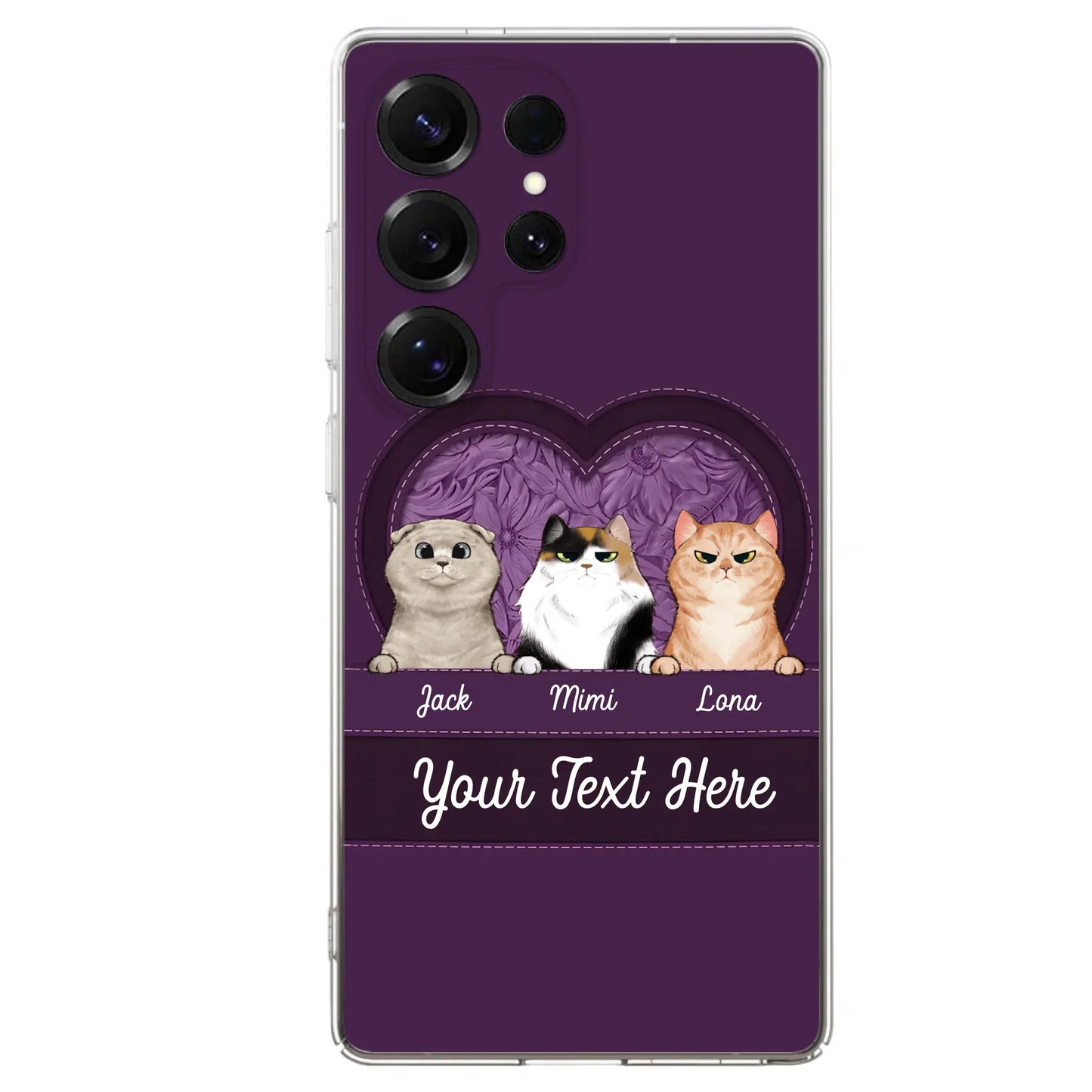 Custom Personalized Cat Phone Case For iPhone And Samsung - Gift Idea For Cat Lover - Up to 3  Cats  - Cat In Heart
