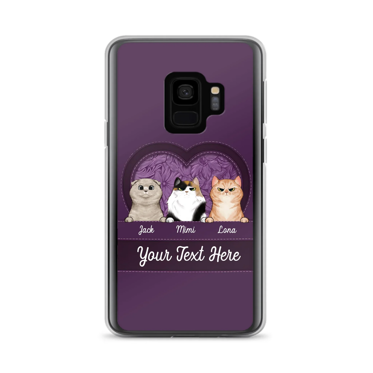 Custom Personalized Cat Phone Case For iPhone And Samsung - Gift Idea For Cat Lover - Up to 3  Cats  - Cat In Heart