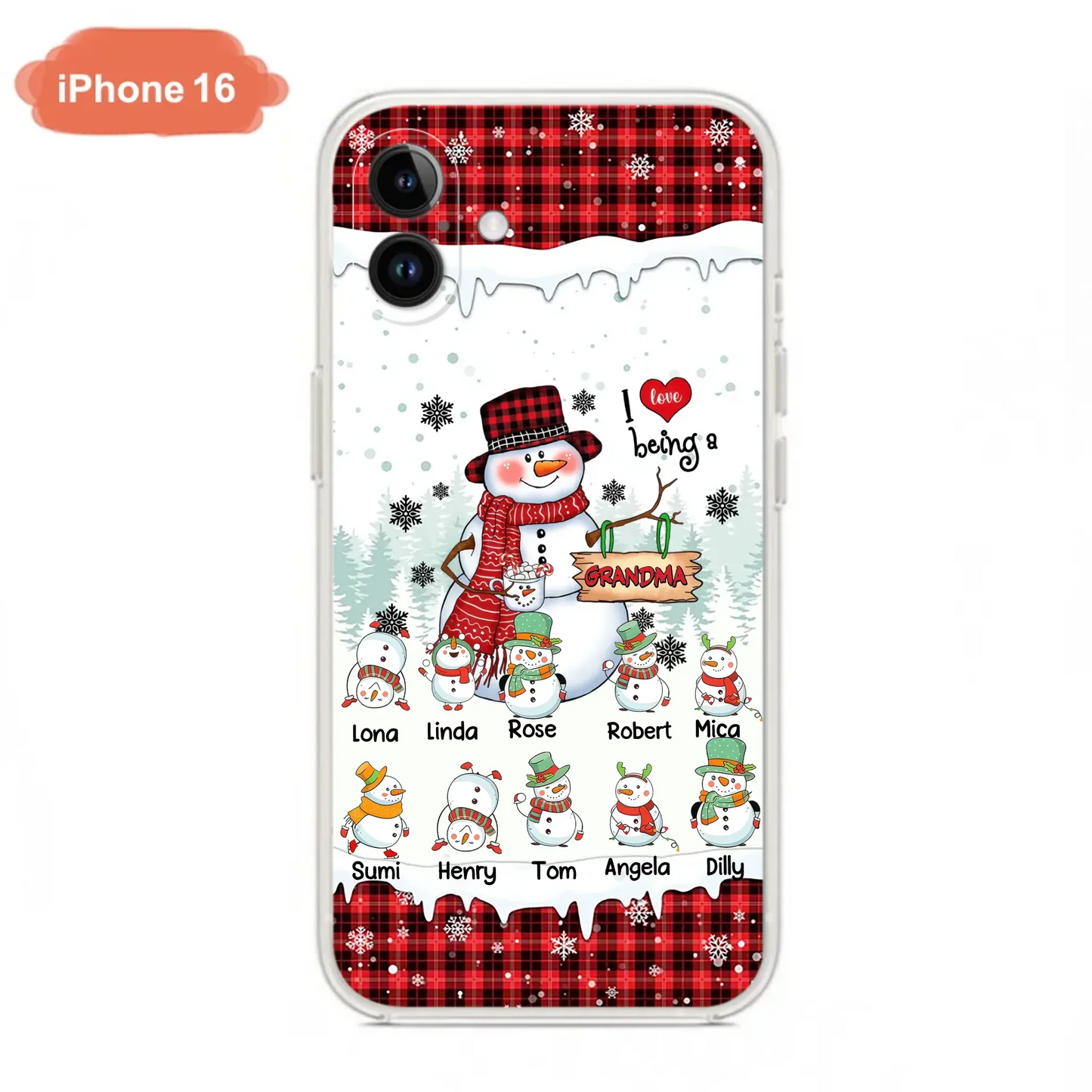 Personalized Snowman Christmas Grandma Phone Case - Christmas Gift Idea For Grandma - Up to 10 Kids - Case For iPhone/Samsung