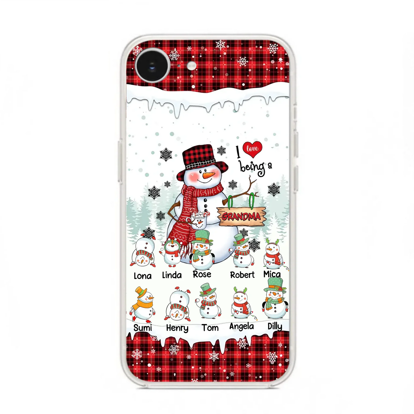 Personalized Snowman Christmas Grandma Phone Case - Christmas Gift Idea For Grandma - Up to 10 Kids - Case For iPhone/Samsung