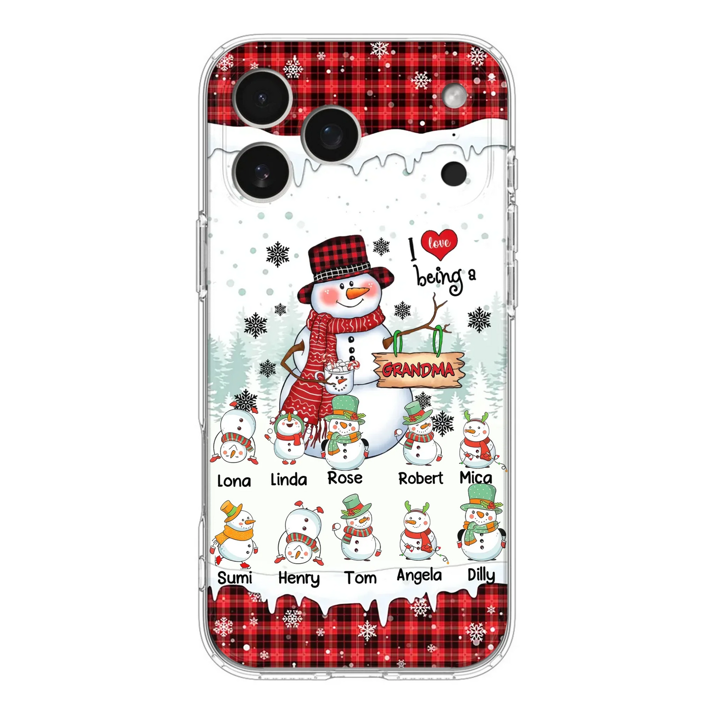 Personalized Snowman Christmas Grandma Phone Case - Christmas Gift Idea For Grandma - Up to 10 Kids - Case For iPhone/Samsung