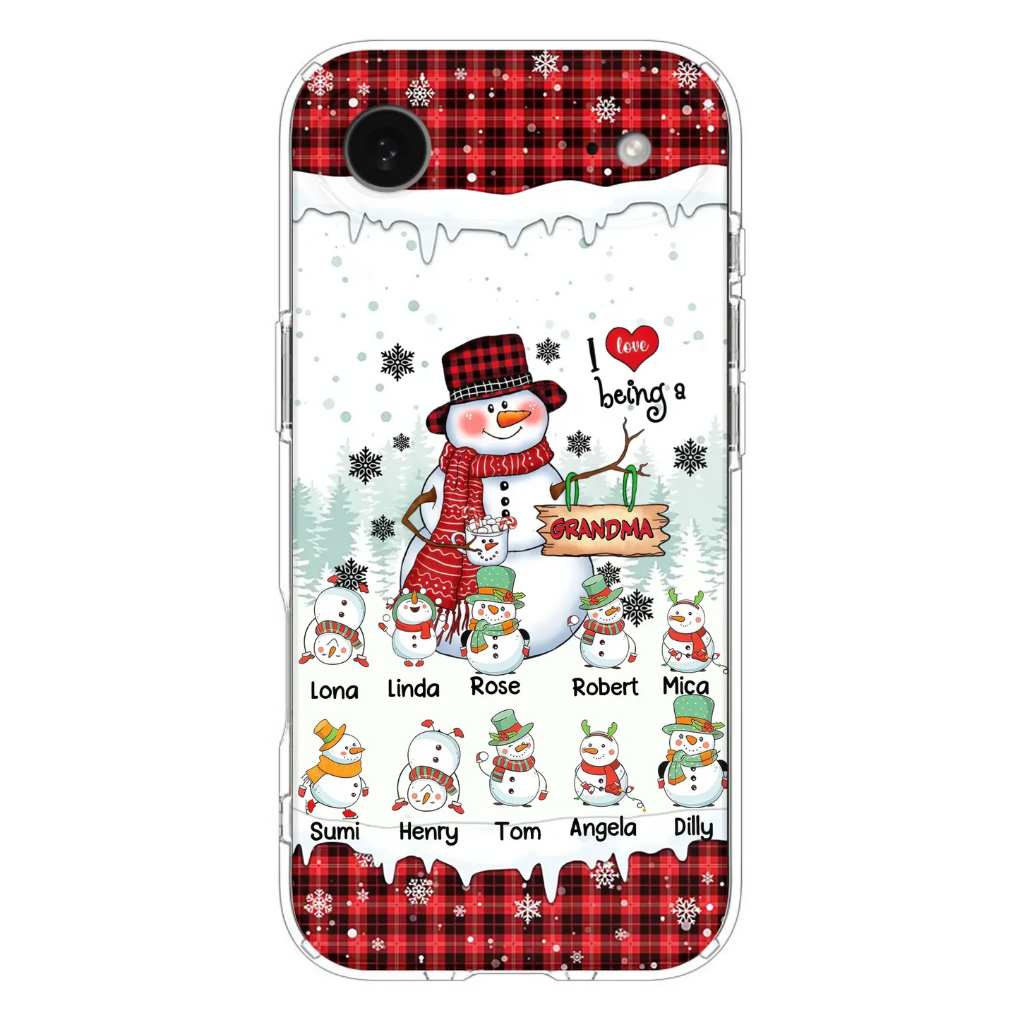 Personalized Snowman Christmas Grandma Phone Case - Christmas Gift Idea For Grandma - Up to 10 Kids - Case For iPhone/Samsung