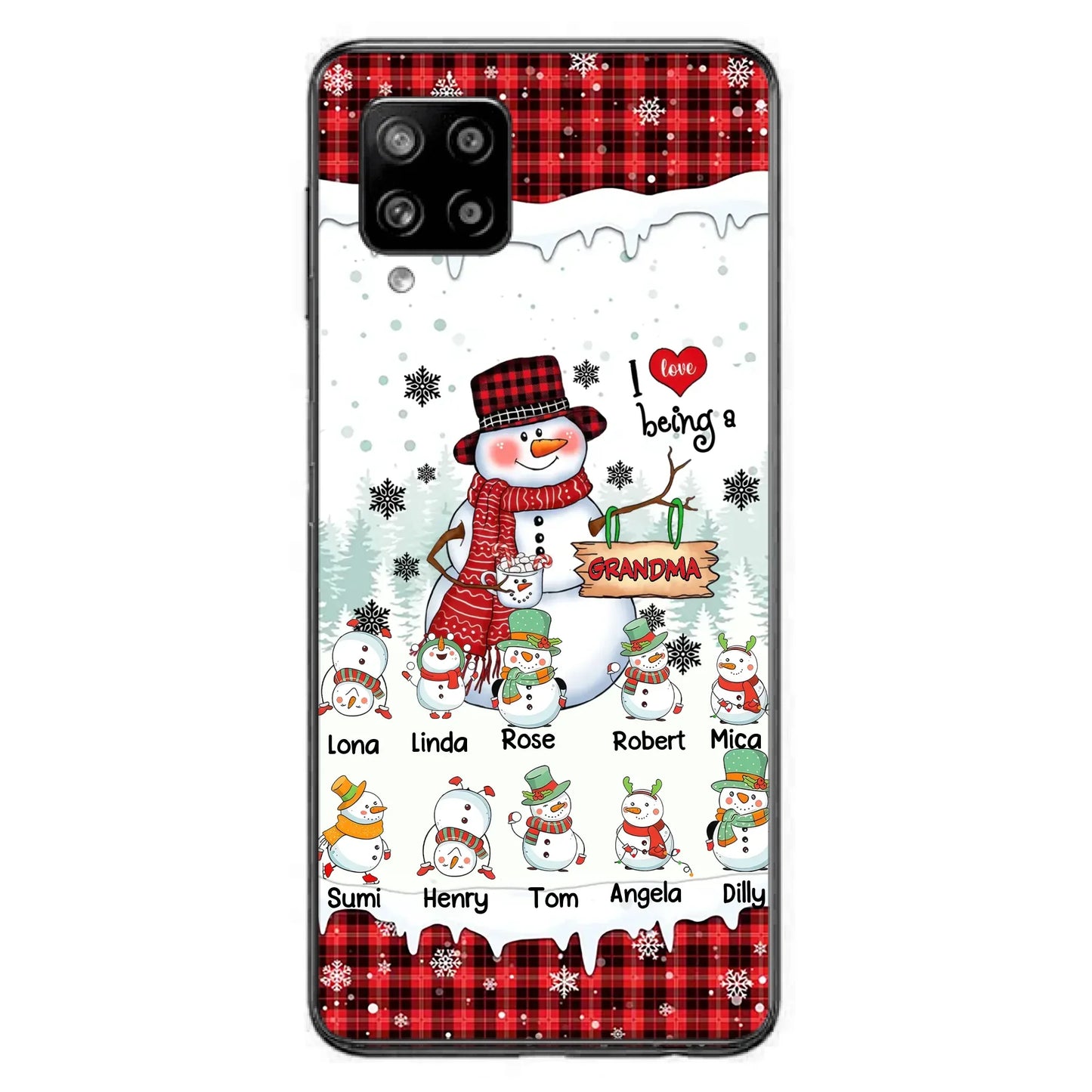 Personalized Snowman Christmas Grandma Phone Case - Christmas Gift Idea For Grandma - Up to 10 Kids - Case For iPhone/Samsung