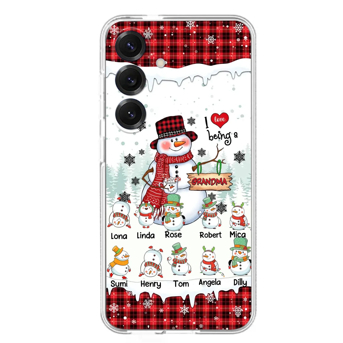 Personalized Snowman Christmas Grandma Phone Case - Christmas Gift Idea For Grandma - Up to 10 Kids - Case For iPhone/Samsung
