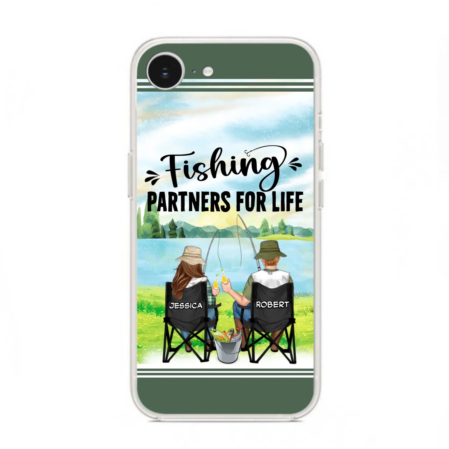 Custom Personalized Fishing Couple Phone Case - Gift Idea for Couple - Fishing Partners For Life - Case For iPhone/Samsung