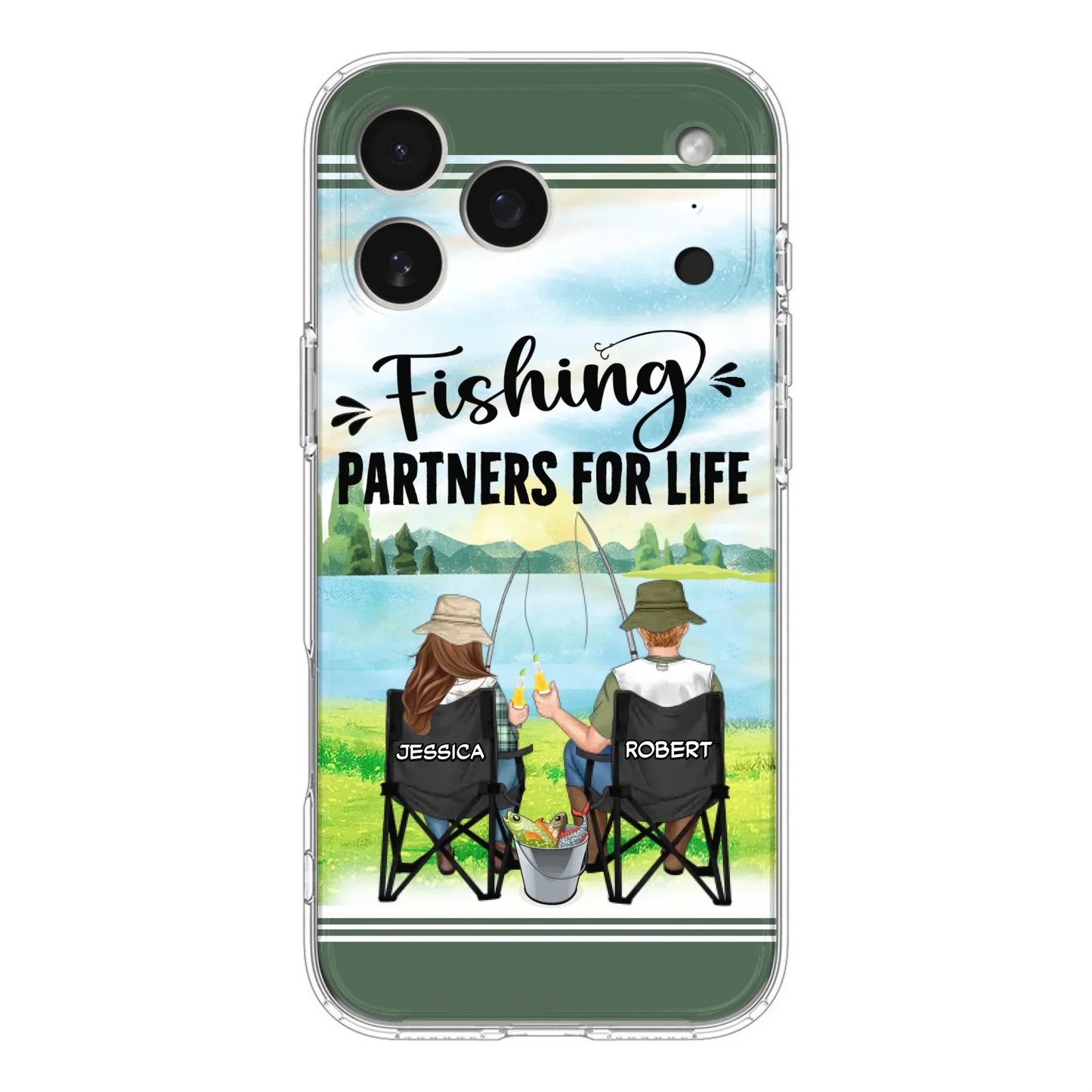Custom Personalized Fishing Couple Phone Case - Gift Idea for Couple - Fishing Partners For Life - Case For iPhone/Samsung