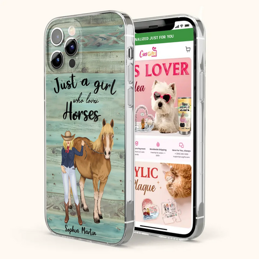 Custom Personalized Horse Lady Phone Case - Gift Idea For Horse Lovers - Just A Girl Who Loves Horses - Case For iPhone/Samsung