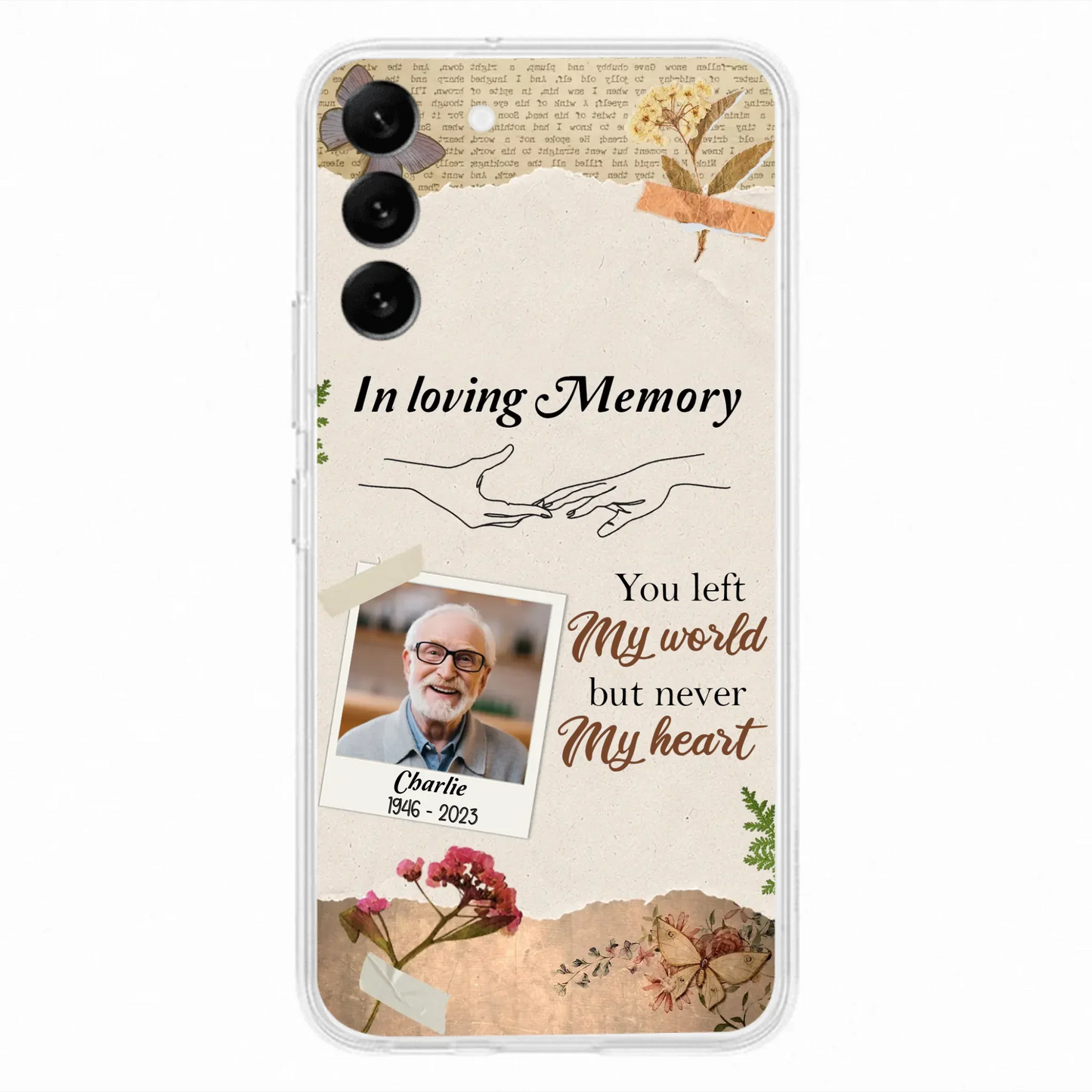 Custom Personalized Memorial Phone Case - Memorial Gift Idea For Family - Case For iPhone/Samsung - You Left My World But Never My Heart