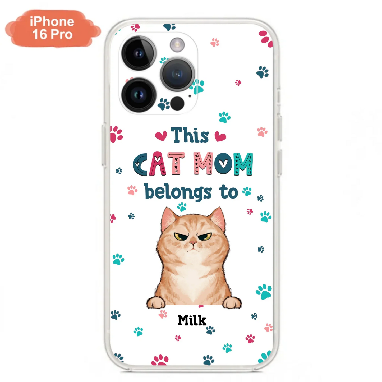Custom Personalized Cat Phone Case For iPhone And Samsung - Gift Idea For Cat Lover - Up to 6 Cats - This Cat Mom Belongs To