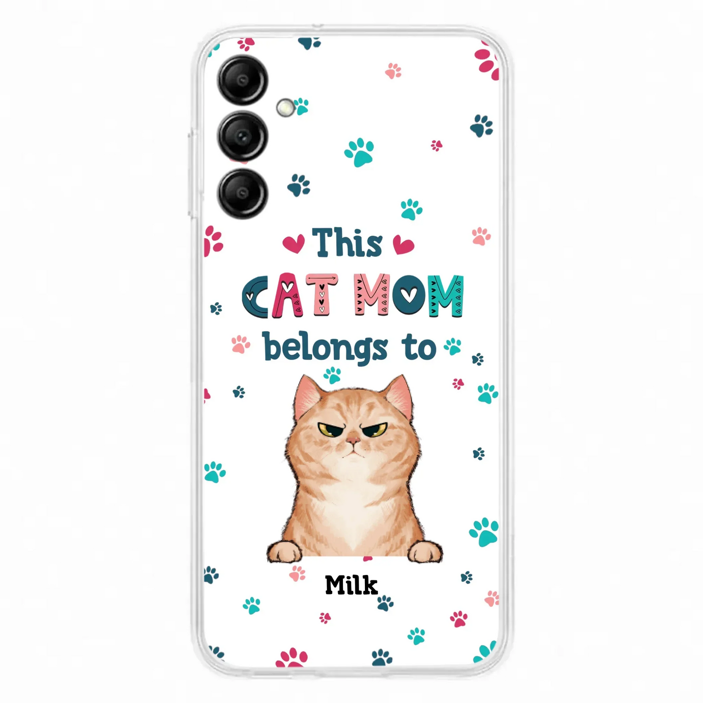 Custom Personalized Cat Phone Case For iPhone And Samsung - Gift Idea For Cat Lover - Up to 6 Cats - This Cat Mom Belongs To