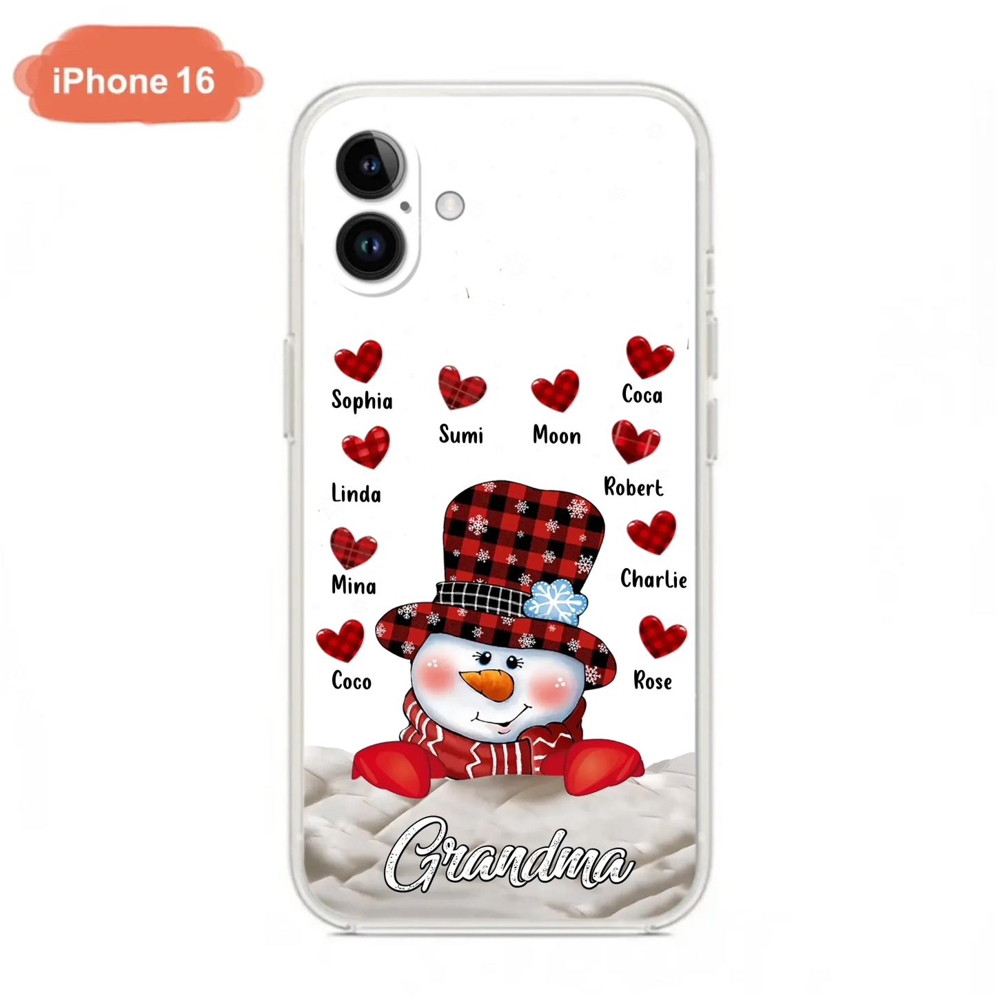 Personalized Snowman Grandma Phone Case - Christmas Gift Idea For Grandma - Up to 10 Kids - Case For iPhone/Samsung