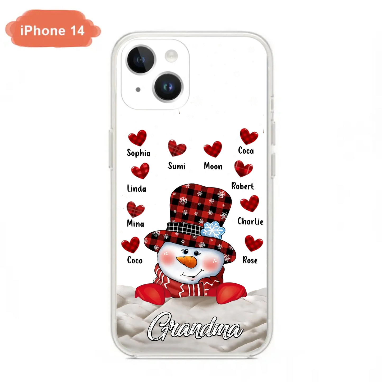 Personalized Snowman Grandma Phone Case - Christmas Gift Idea For Grandma - Up to 10 Kids - Case For iPhone/Samsung
