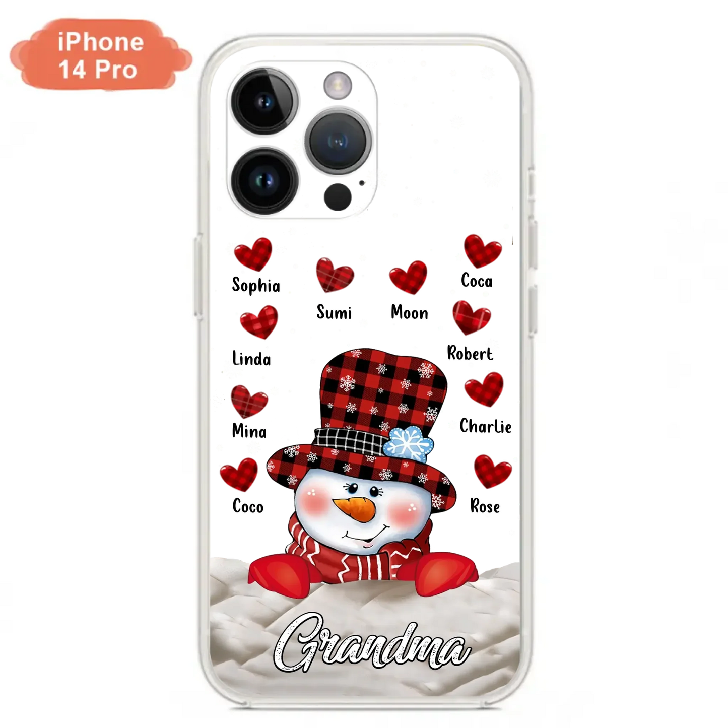 Personalized Snowman Grandma Phone Case - Christmas Gift Idea For Grandma - Up to 10 Kids - Case For iPhone/Samsung