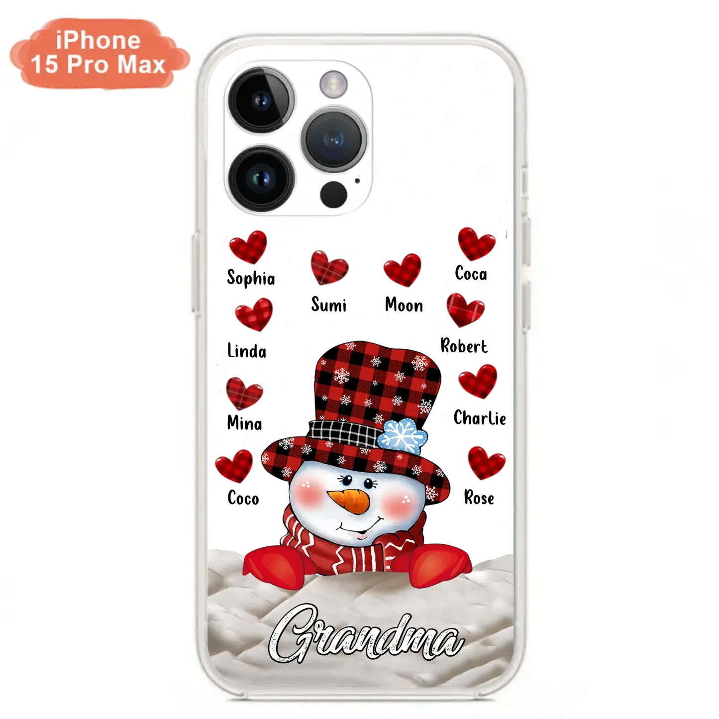 Personalized Snowman Grandma Phone Case - Christmas Gift Idea For Grandma - Up to 10 Kids - Case For iPhone/Samsung