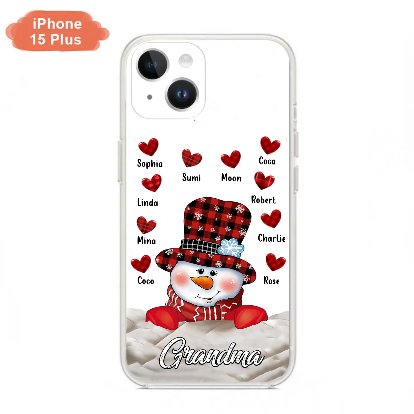 Personalized Snowman Grandma Phone Case - Christmas Gift Idea For Grandma - Up to 10 Kids - Case For iPhone/Samsung