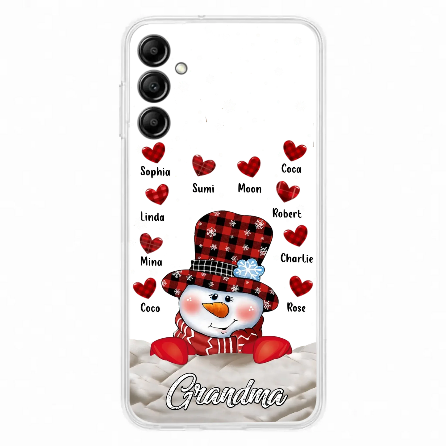 Personalized Snowman Grandma Phone Case - Christmas Gift Idea For Grandma - Up to 10 Kids - Case For iPhone/Samsung
