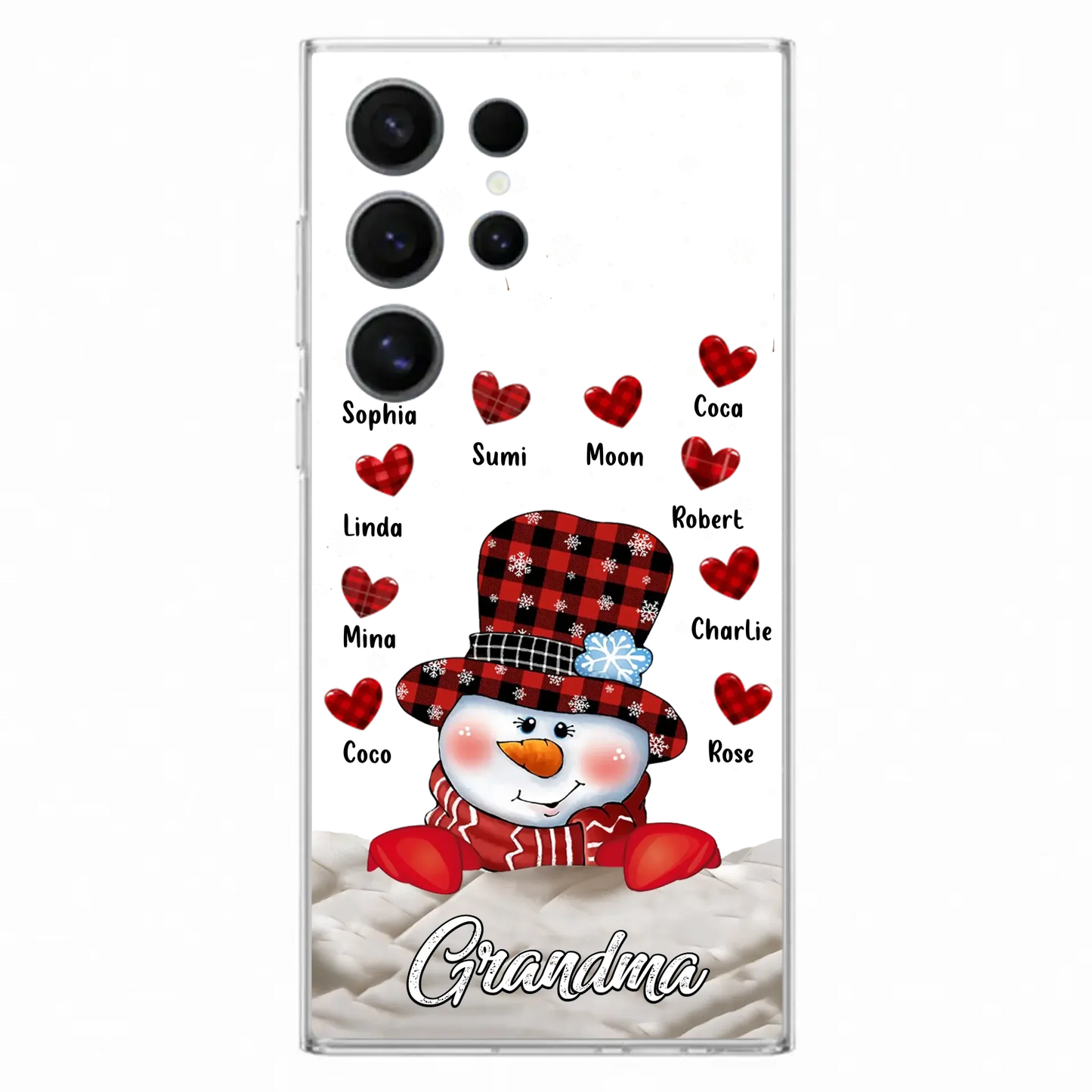 Personalized Snowman Grandma Phone Case - Christmas Gift Idea For Grandma - Up to 10 Kids - Case For iPhone/Samsung