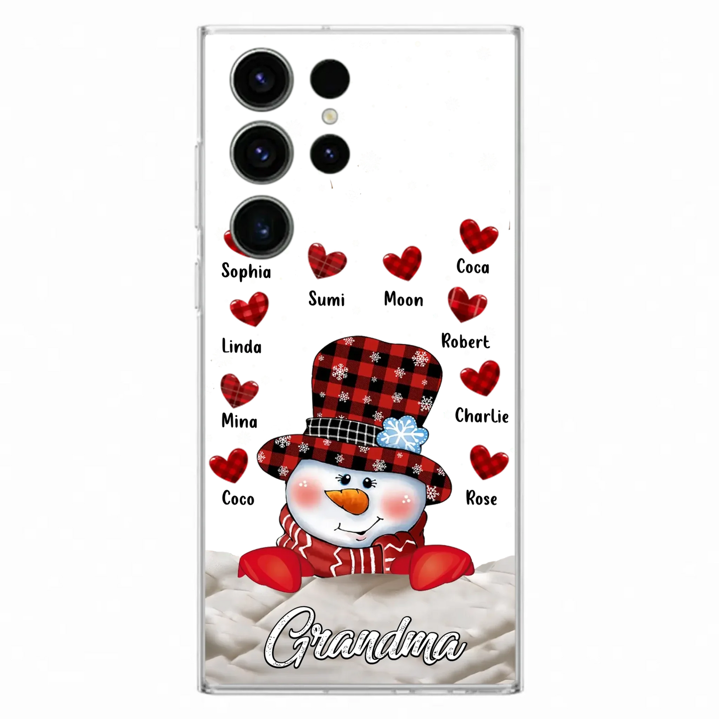 Personalized Snowman Grandma Phone Case - Christmas Gift Idea For Grandma - Up to 10 Kids - Case For iPhone/Samsung