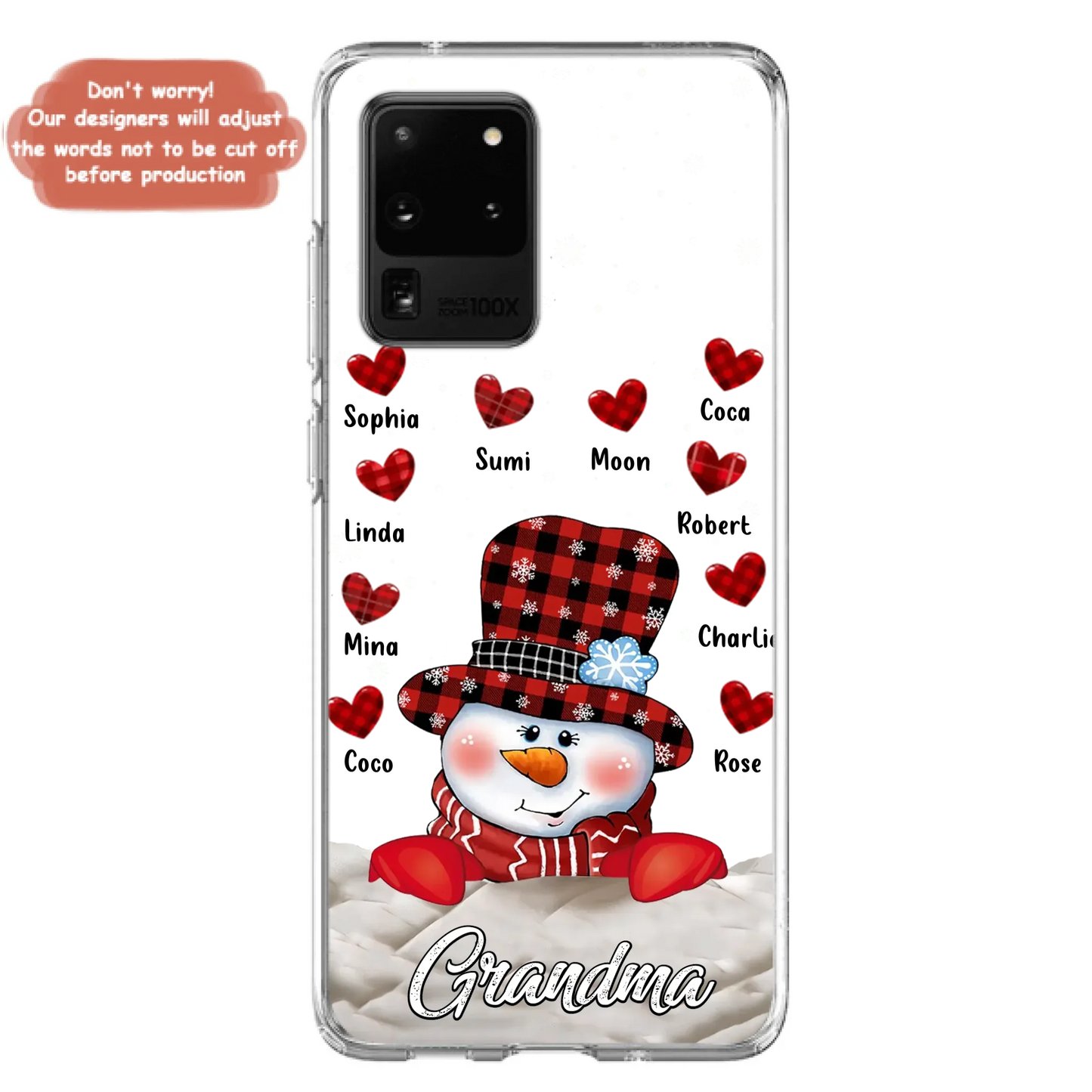 Personalized Snowman Grandma Phone Case - Christmas Gift Idea For Grandma - Up to 10 Kids - Case For iPhone/Samsung