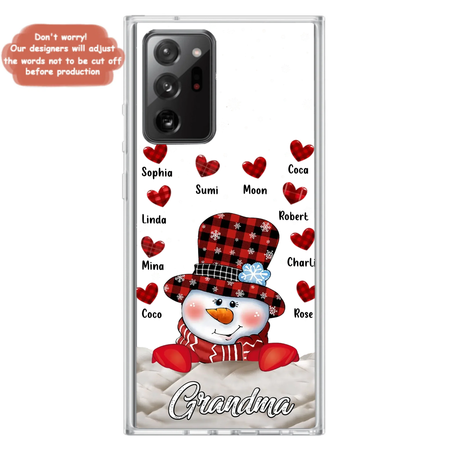 Personalized Snowman Grandma Phone Case - Christmas Gift Idea For Grandma - Up to 10 Kids - Case For iPhone/Samsung