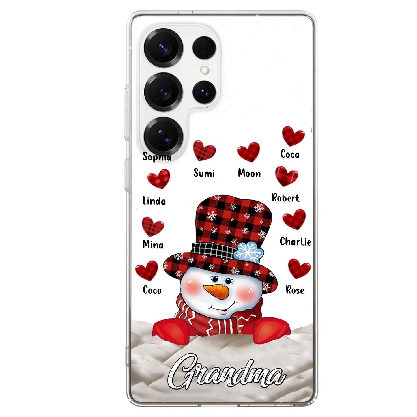 Personalized Snowman Grandma Phone Case - Christmas Gift Idea For Grandma - Up to 10 Kids - Case For iPhone/Samsung