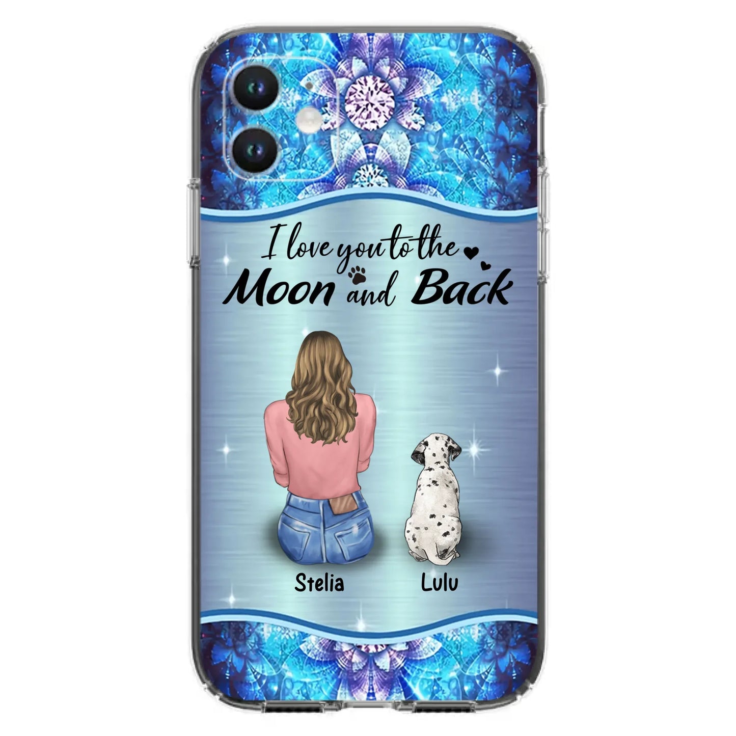 Personalized Dog Mom Phone Case - Upto 4 Dogs -Gift Idea For Dog Owners - I Love You To The Moon And Back - Case For iPhone/Samsung