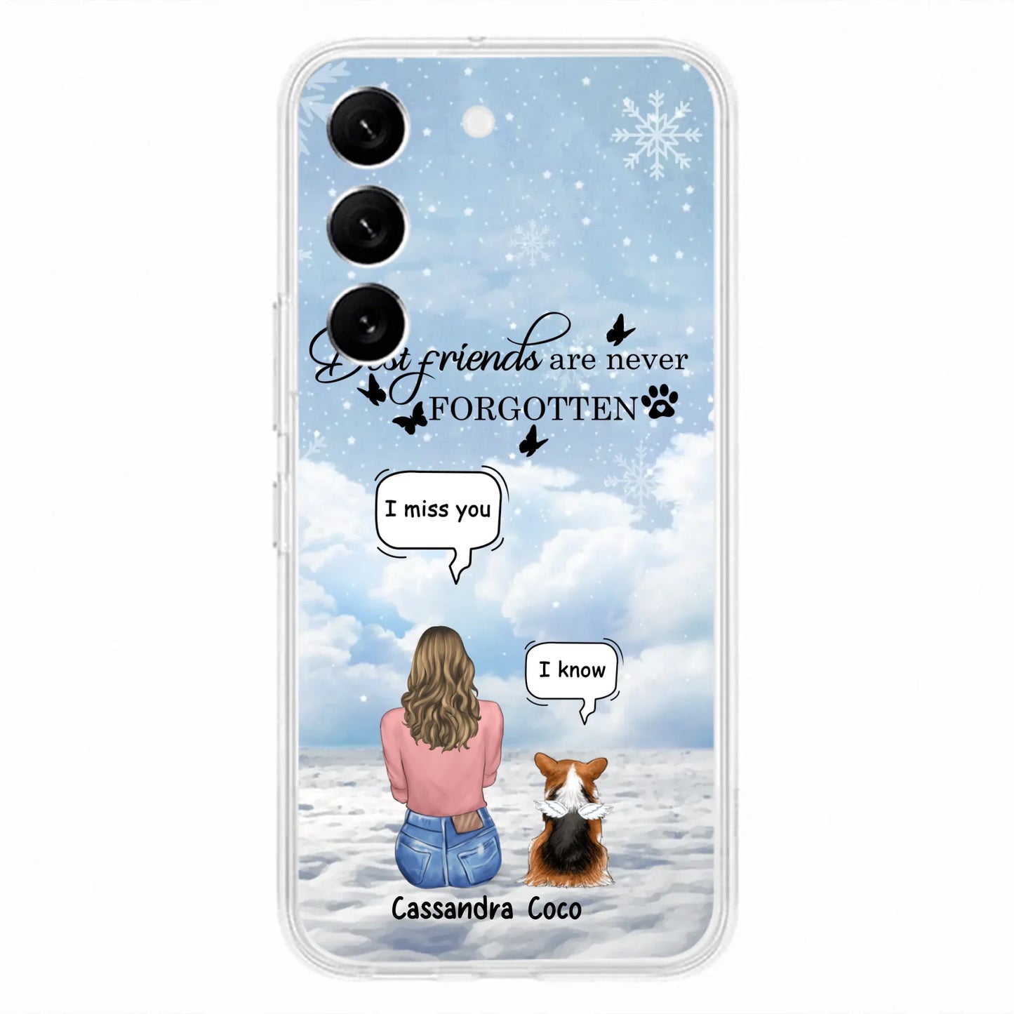 Personalized Memorial Pet Phone Case - Upto 3 Pets - Memorial Gift Idea For Dog/Cat/Rabbits Owners - I Miss You - Case For iPhone/Samsung