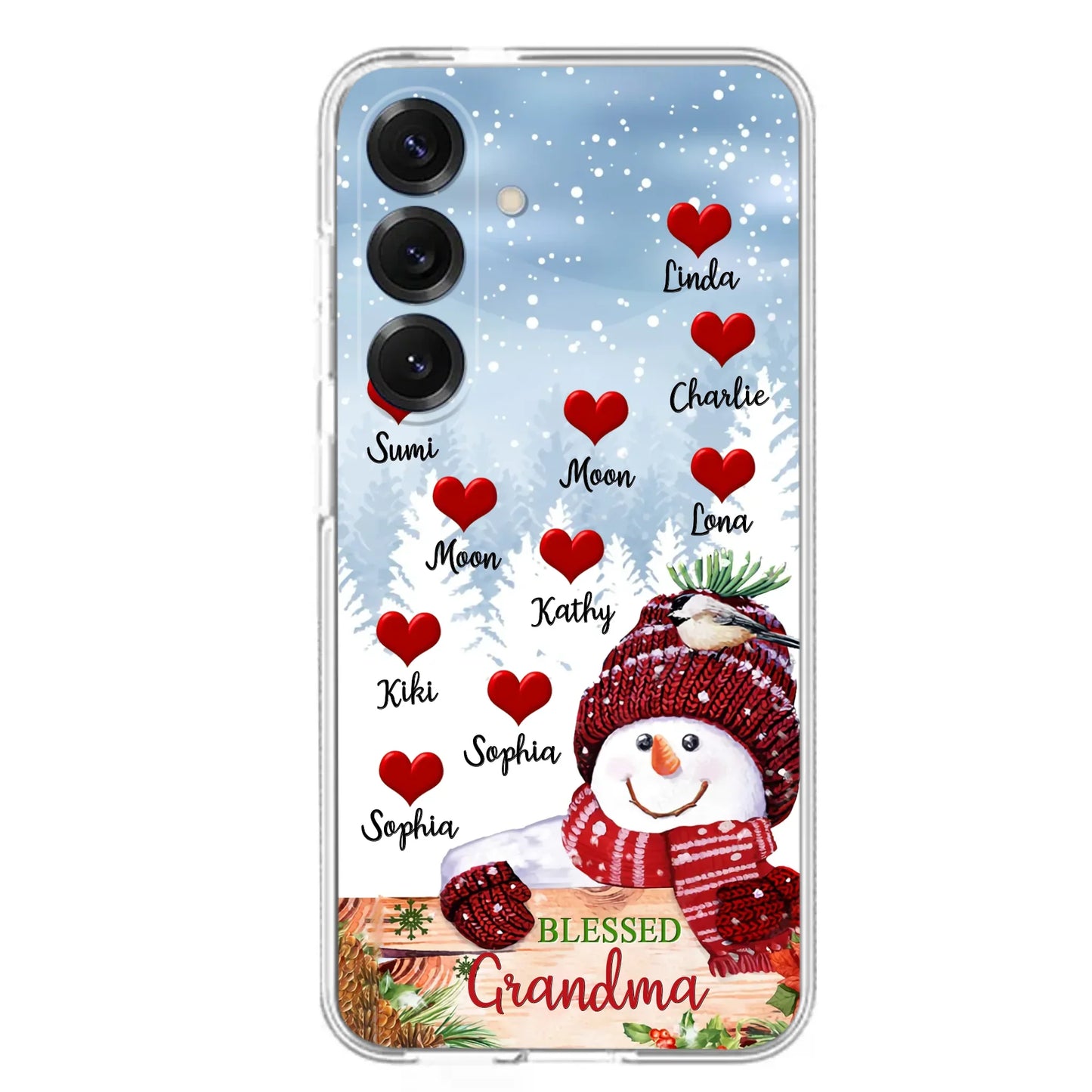 Personalized Snowman Grandma Phone Case - Christmas Gift Idea For Grandma - Up to 10 Kids - Case For iPhone/Samsung - Blessed Grandma
