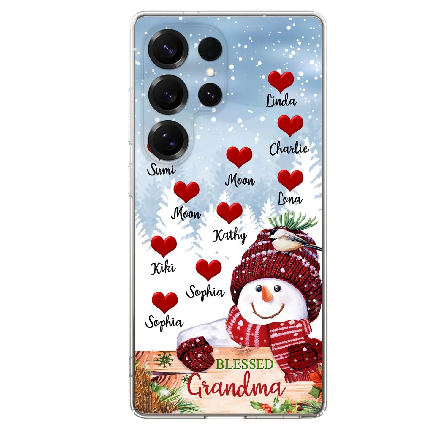 Personalized Snowman Grandma Phone Case - Christmas Gift Idea For Grandma - Up to 10 Kids - Case For iPhone/Samsung - Blessed Grandma