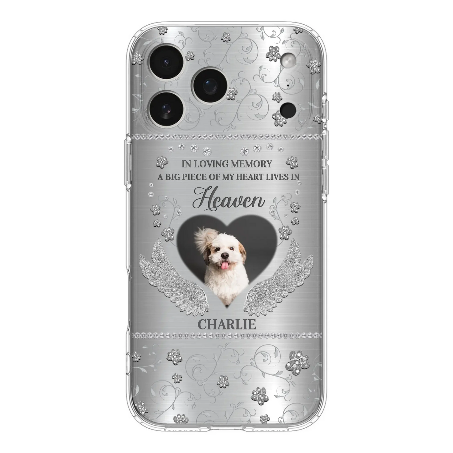 Personalized Memorial Phone Case - Upload Photo - Memorial Gift Idea For Pet Lover - A Big Piece Of My Heart Lives In Heaven - Case For iPhone/Samsung