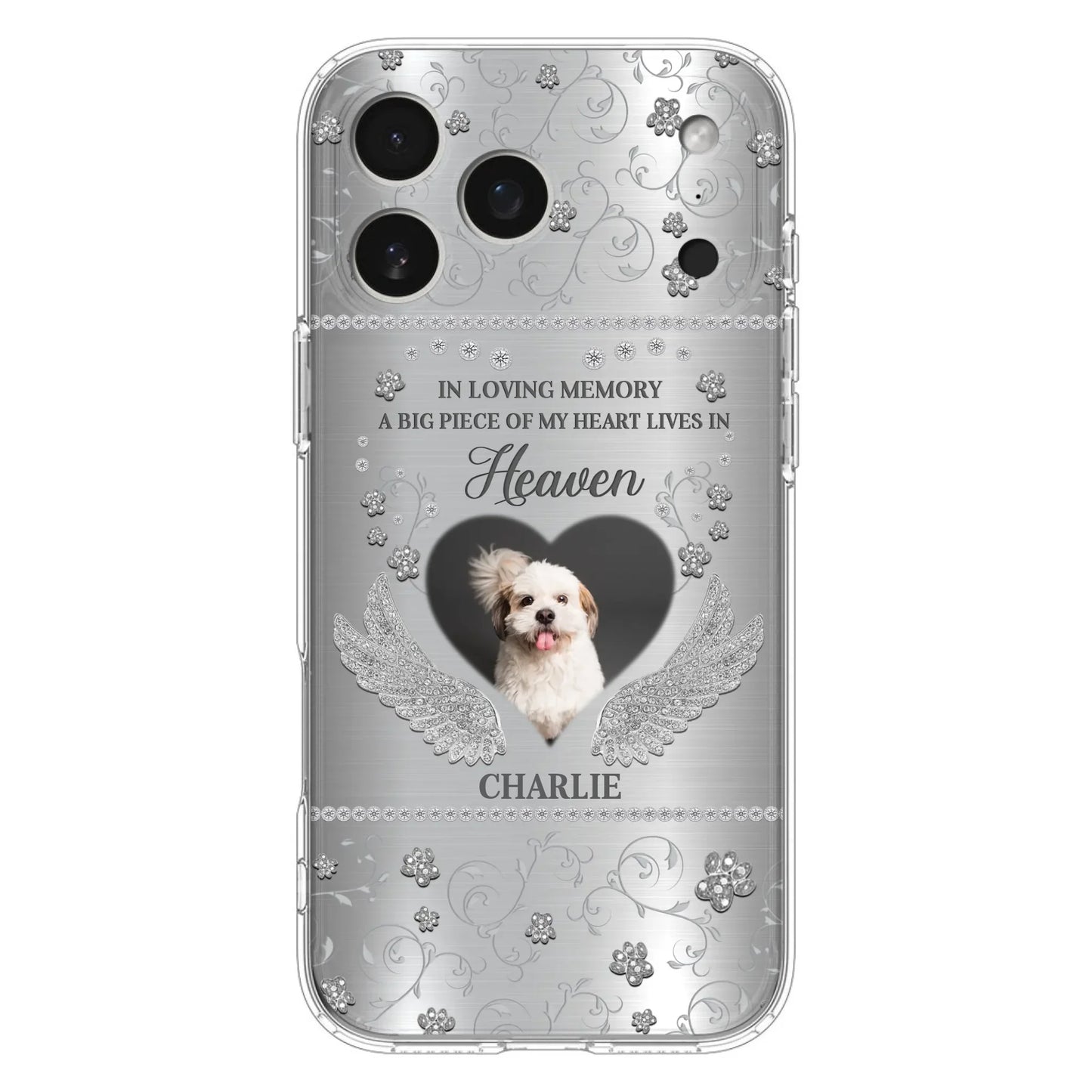 Personalized Memorial Phone Case - Upload Photo - Memorial Gift Idea For Pet Lover - A Big Piece Of My Heart Lives In Heaven - Case For iPhone/Samsung