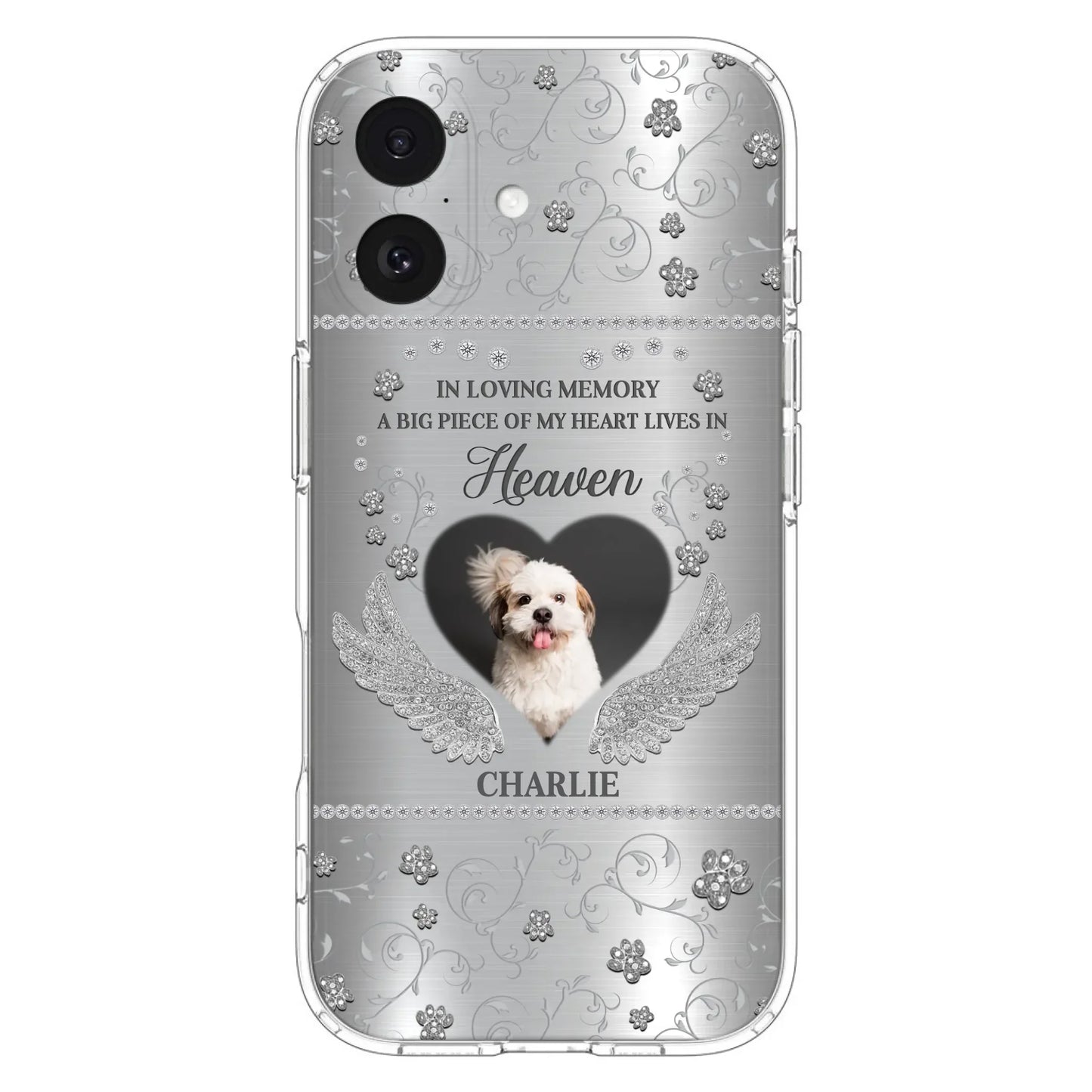 Personalized Memorial Phone Case - Upload Photo - Memorial Gift Idea For Pet Lover - A Big Piece Of My Heart Lives In Heaven - Case For iPhone/Samsung