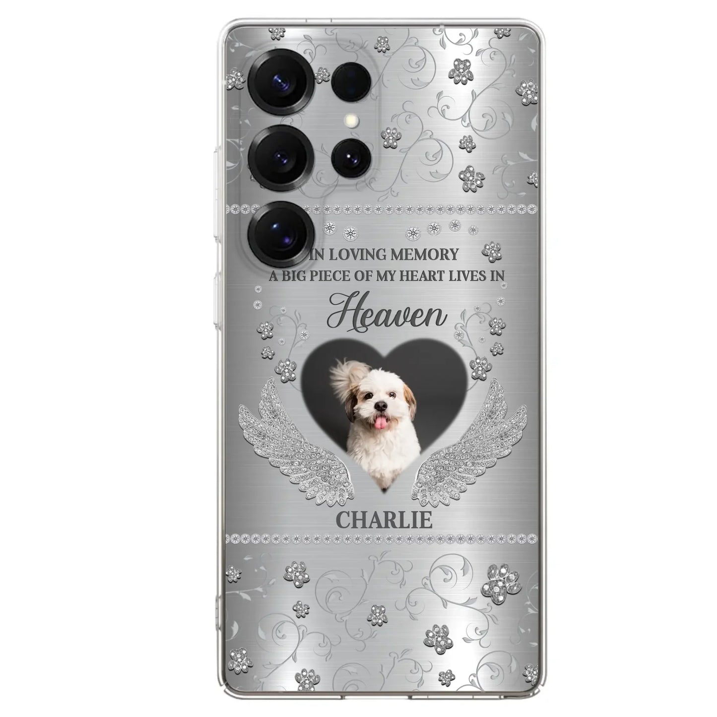 Personalized Memorial Phone Case - Upload Photo - Memorial Gift Idea For Pet Lover - A Big Piece Of My Heart Lives In Heaven - Case For iPhone/Samsung