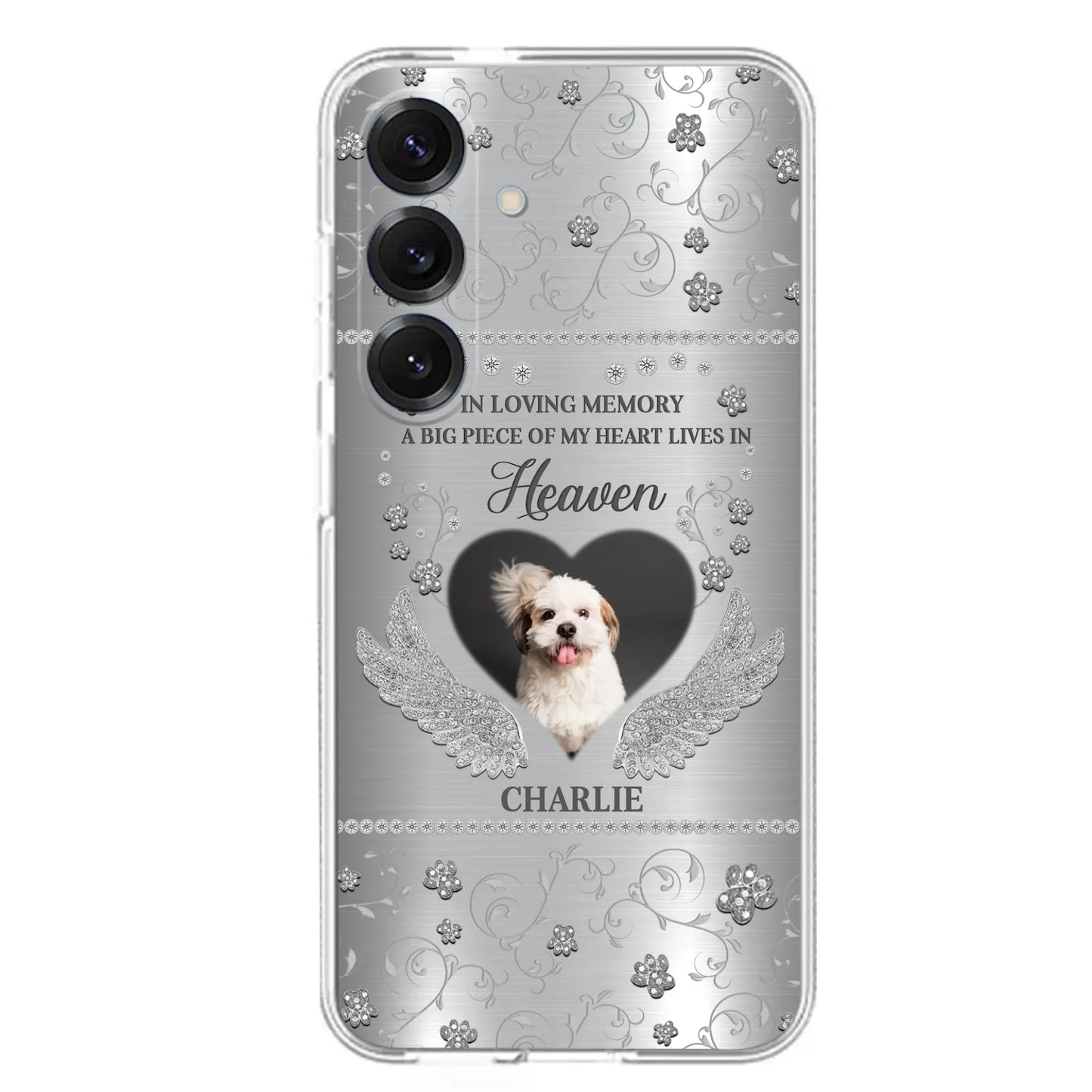 Personalized Memorial Phone Case - Upload Photo - Memorial Gift Idea For Pet Lover - A Big Piece Of My Heart Lives In Heaven - Case For iPhone/Samsung