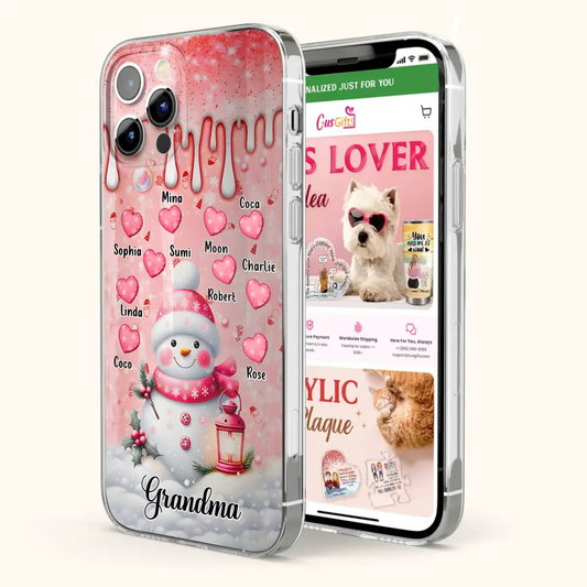 Personalized Snowman Grandma Phone Case - Christmas Gift Idea For Grandma - Up to 10 Kids - Case For iPhone/Samsung - Grandma