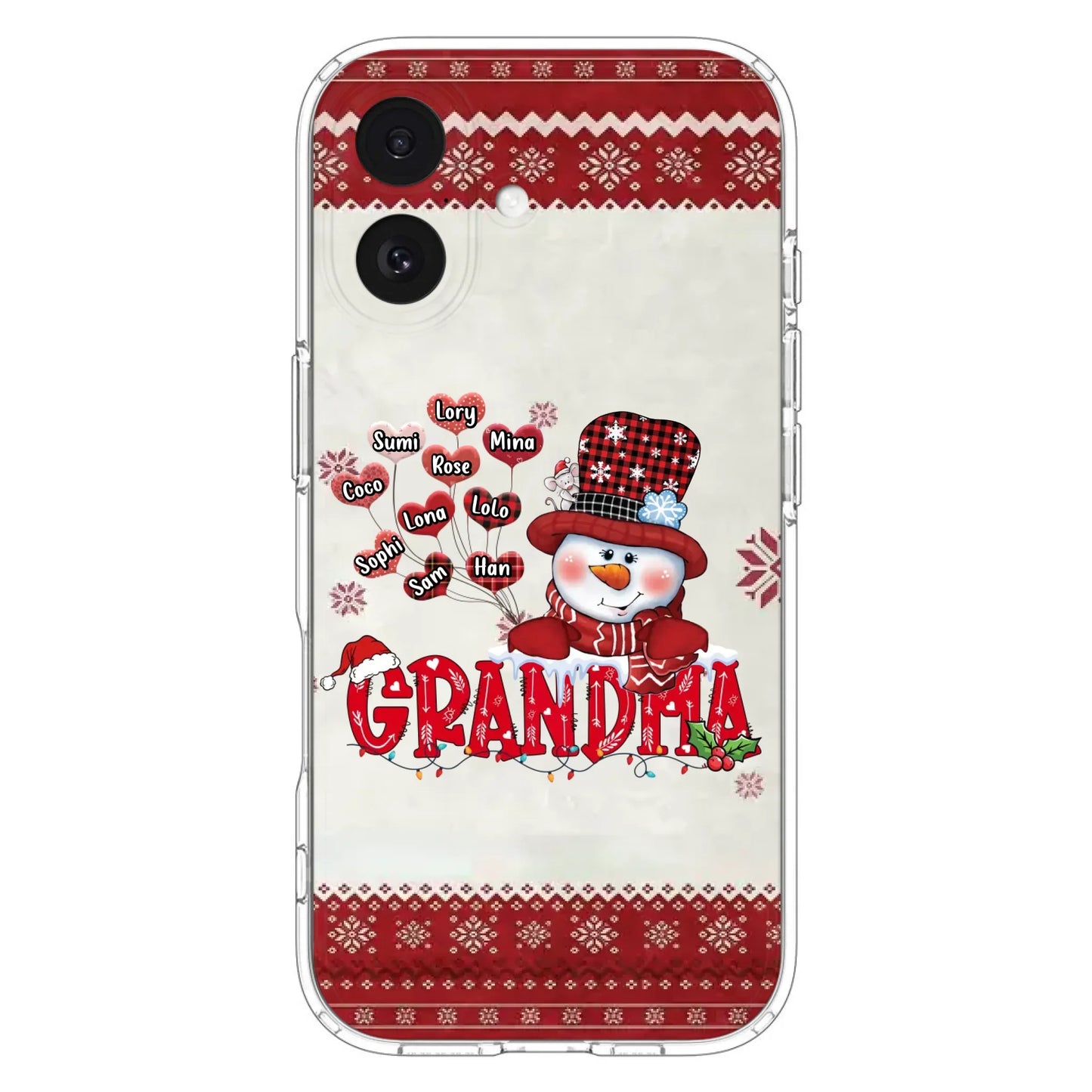 Personalized Snowman Grandma Phone Case - Christmas Gift Idea For Grandma - Up to 10 Kids - Case For iPhone/Samsung