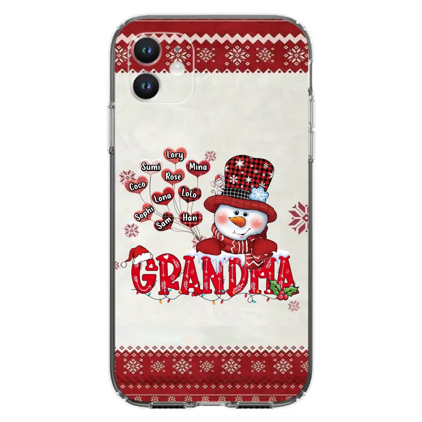 Personalized Snowman Grandma Phone Case - Christmas Gift Idea For Grandma - Up to 10 Kids - Case For iPhone/Samsung