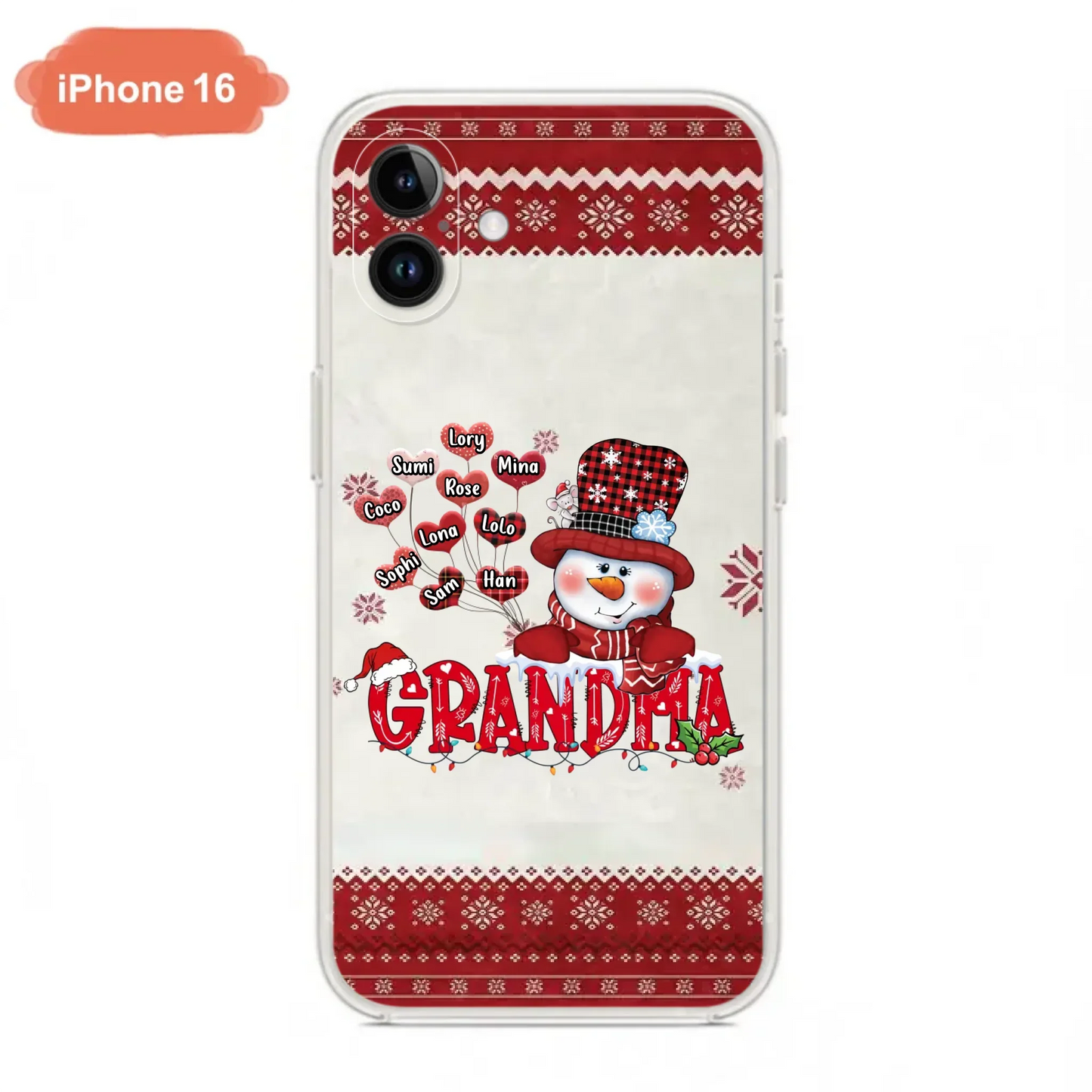 Personalized Snowman Grandma Phone Case - Christmas Gift Idea For Grandma - Up to 10 Kids - Case For iPhone/Samsung