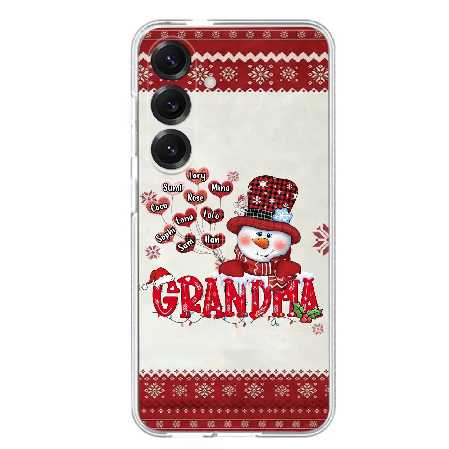 Personalized Snowman Grandma Phone Case - Christmas Gift Idea For Grandma - Up to 10 Kids - Case For iPhone/Samsung