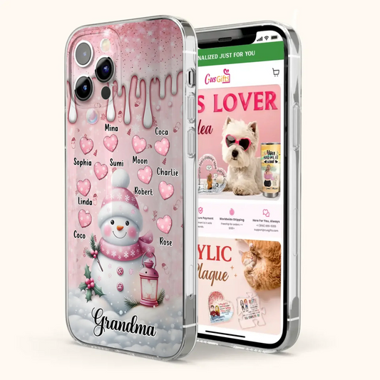 Custom Personalized Snowman Grandma Phone Case - Christmas Gift Idea For Grandma - Up to 10 Kids - Case For iPhone/Samsung - Grandma