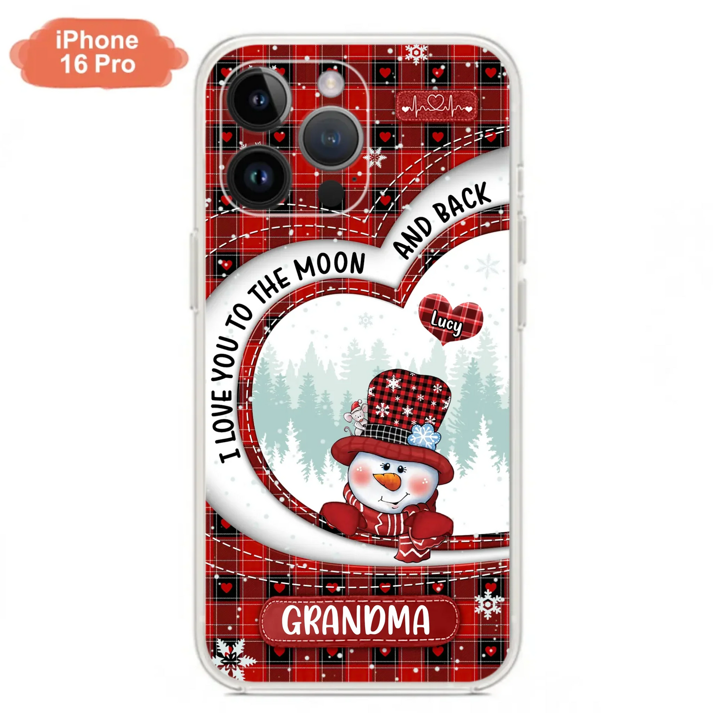 Custom Personalized Snowman Grandma Phone Case - Christmas Gift Idea For Grandma - Up to 12 Kids - Case For iPhone/Samsung - I Love You To The Moon And Back